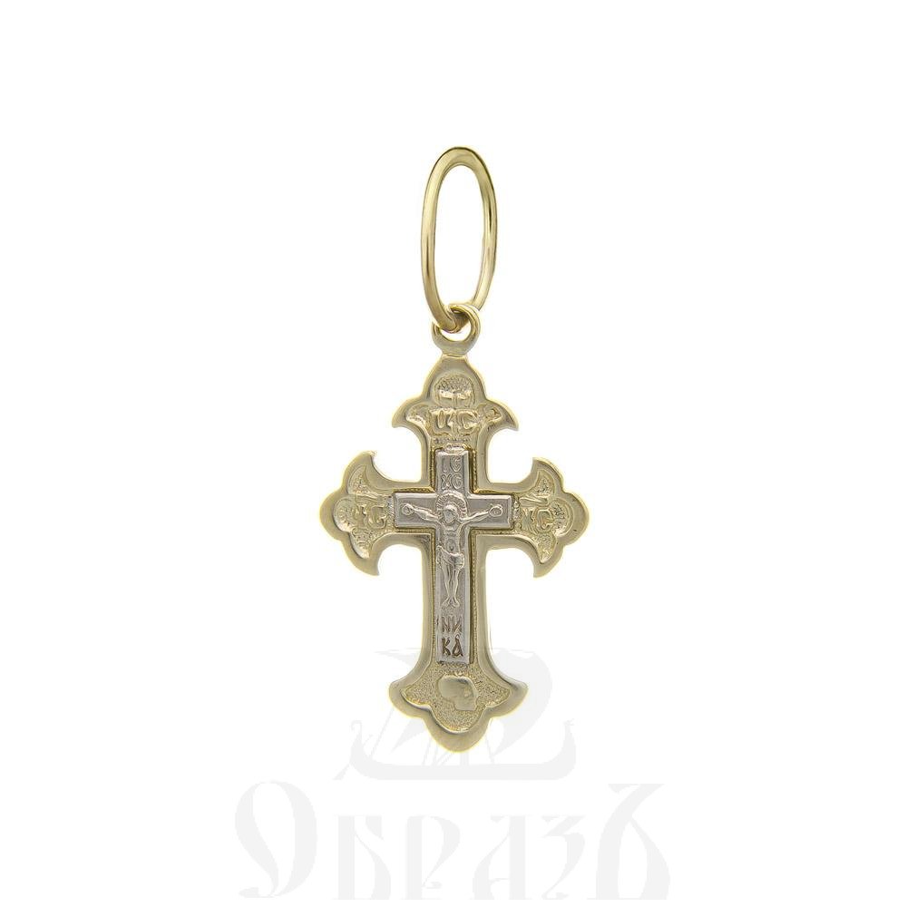 золотой криновидный крест с молитвой честному кресту, 585 проба белого и желтого цвета (арт. п10039-з5жб)