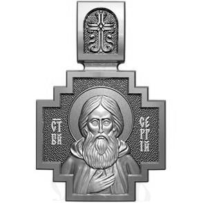 нательная икона св. преподобный сергий радонежский, серебро 925 проба с платинирование (арт. 06.086р)