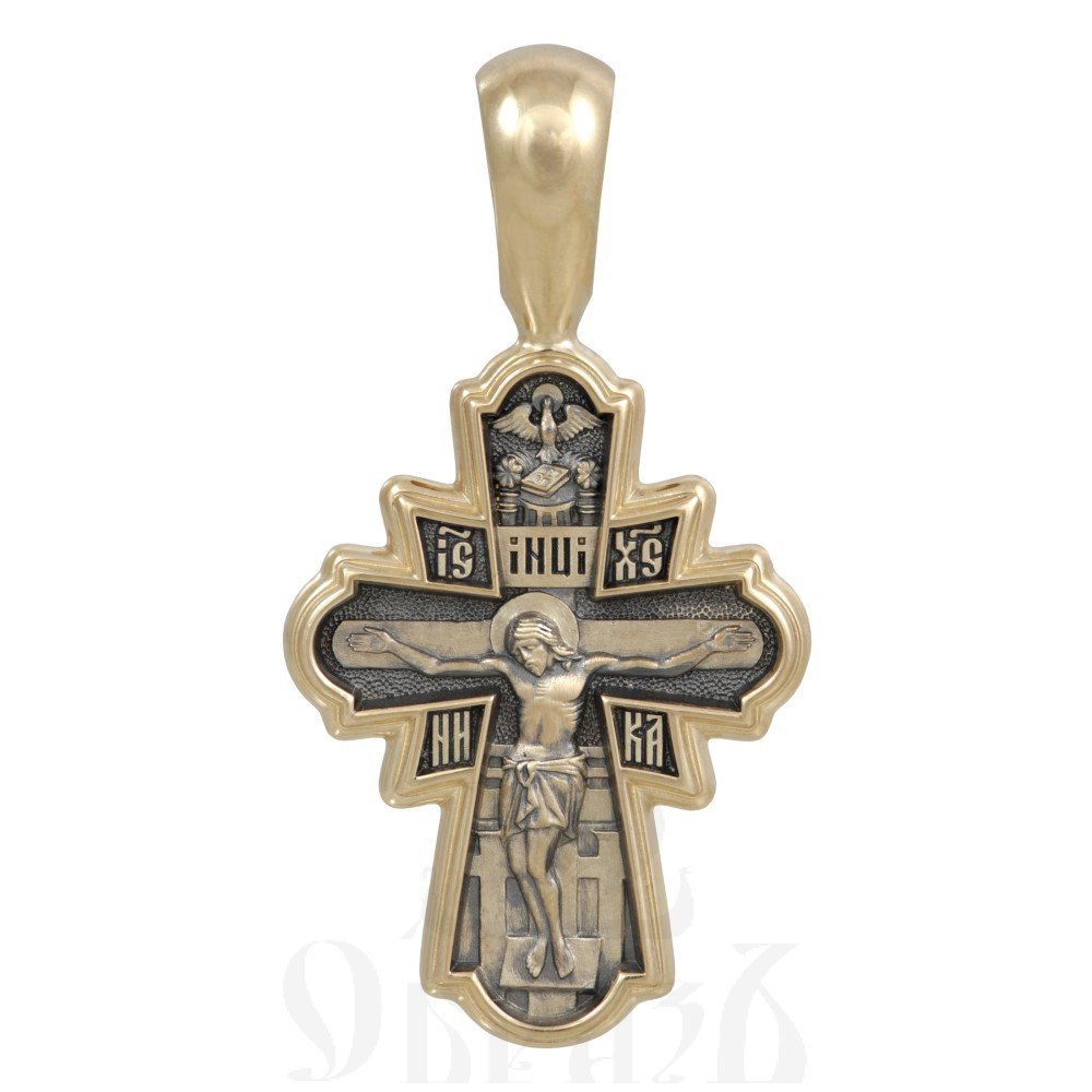 крест «распятие. свт. николай чудотворец», золото 585 проба желтое (арт. 201.488)