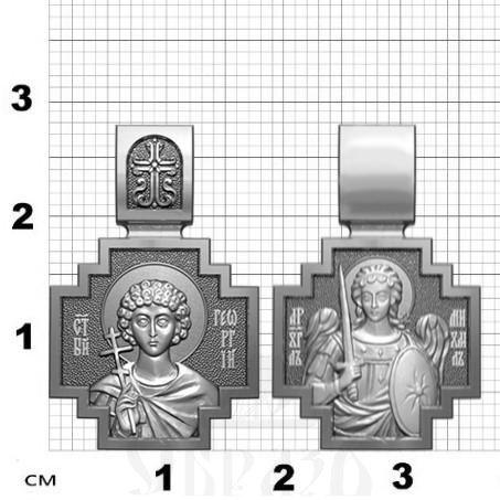 нательная икона св. великомученик георгий победоносец, серебро 925 проба с родированием (арт. 06.066р)